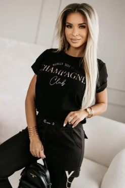 T-SHIRT CHAMPAGNE CLUB CZARNY