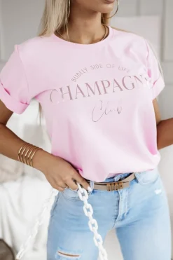 T-SHIRT CHAMPAGNE CLUB PUDROWY RÓŻ