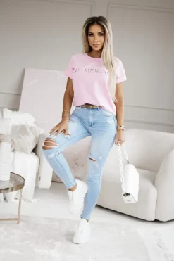 T-SHIRT CHAMPAGNE CLUB PUDROWY RÓŻ