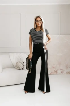 T-SHIRT CLASSIC W PASKI CZARNO-BIAŁE