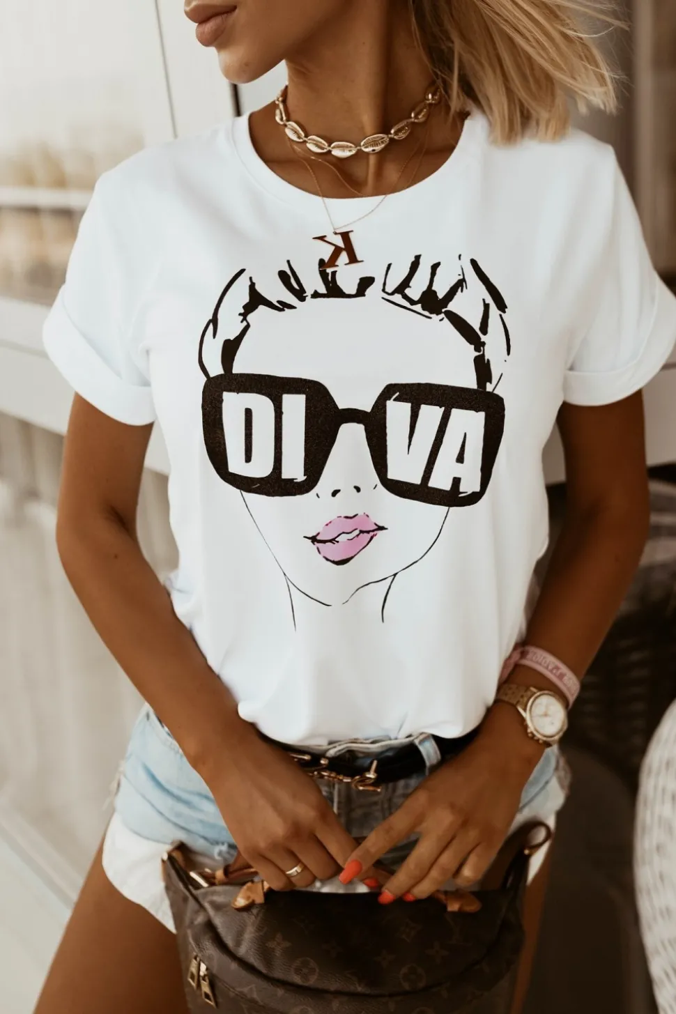 T-SHIRT DIVA BIAŁY
