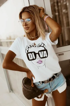 T-SHIRT DIVA BIAŁY