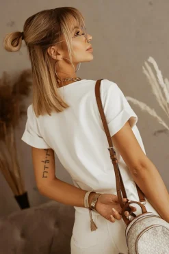 T-SHIRT FACE & FLOWERS BIAŁY