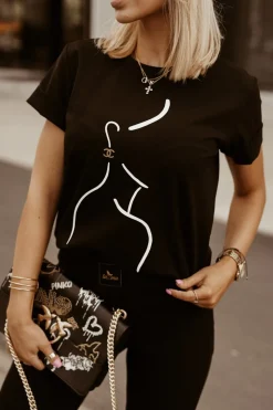 T-SHIRT FACE CHANELKA CZARNY