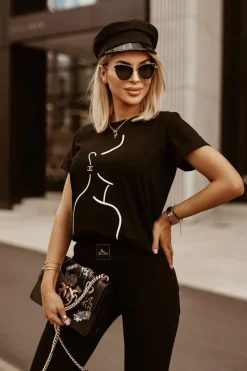 T-SHIRT FACE CHANELKA CZARNY