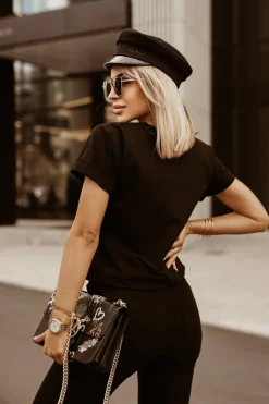 T-SHIRT FACE CHANELKA CZARNY