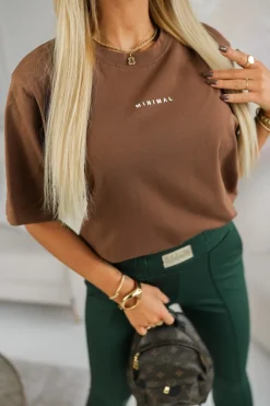 T-SHIRT OVERSIZE MINIMAL BRĄZOWY