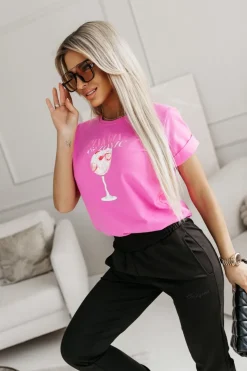 T-SHIRT PINK GIN TONIC MOCNY RÓŻ
