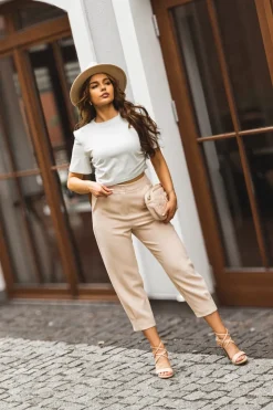 T-SHIRT SHORT Z PODUSZKAMI NA RAMIONACH MIĘTOWY