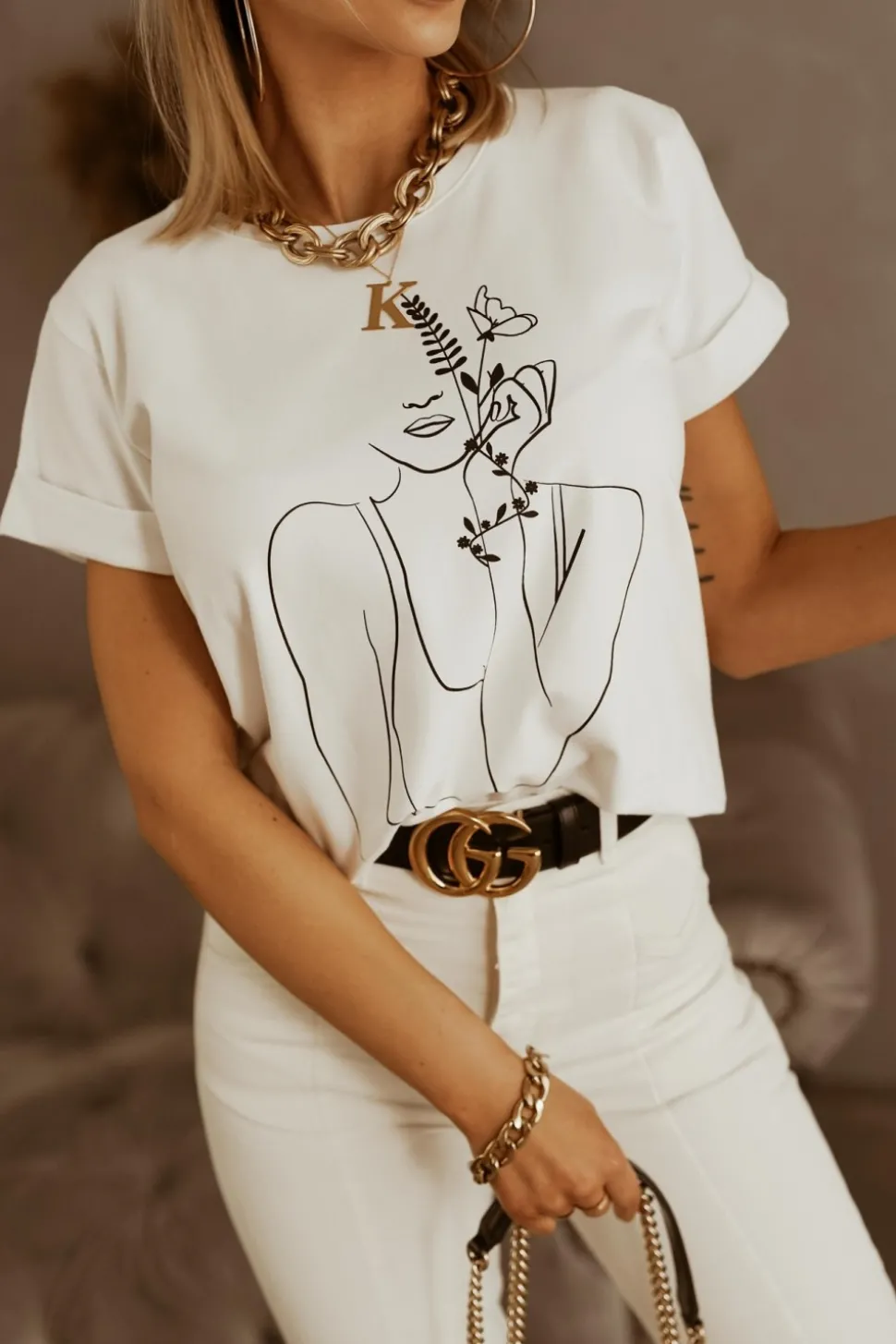 T-SHIRT SZKIC BIAŁY