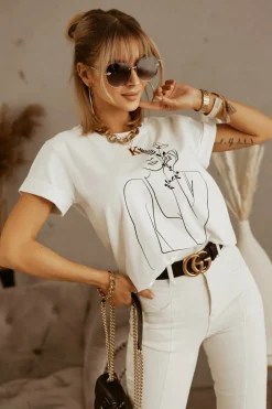 T-SHIRT SZKIC BIAŁY