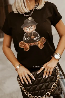 T-SHIRT TEDDY BEAR CZARNY