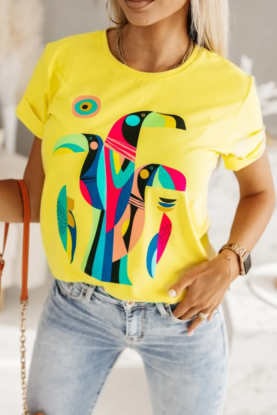 T-SHIRT TUKANY ŻÓŁTY