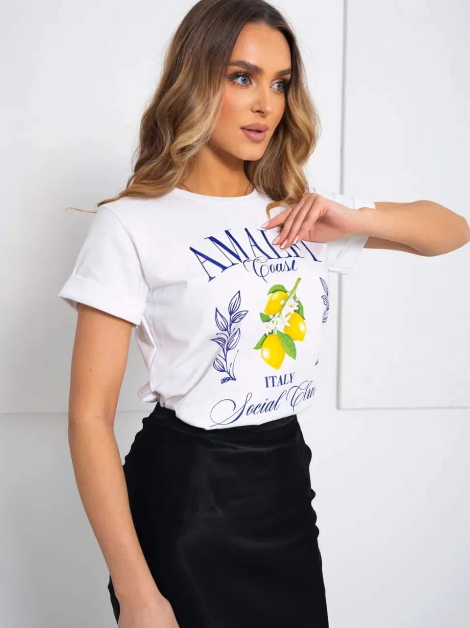 T-SHIRT Z NADRUKIEM AMALFI ITALIA BIAŁY