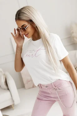 T-SHIRT Z NADRUKIEM FOLLOW YOUR HEART BIAŁY