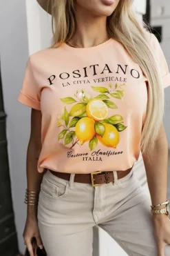 T-SHIRT Z NADRUKIEM POSITANO MORELOWY