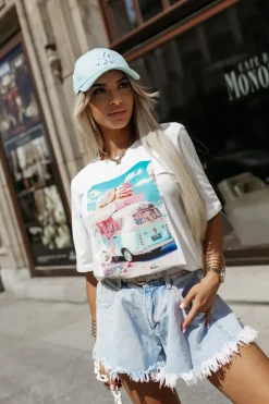 T-SHIRT Z NADRUKIEM WAKACYJNY VAN ECRU