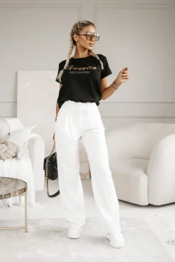 T-SHIRT Z NAPISEM PROSECCO CZARNY