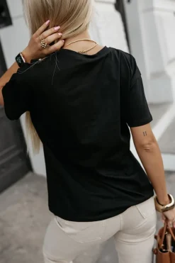 T-SHIRT Z NASZYWKĄ TEDDY CZARNY