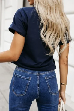 T-SHIRT Z PANTERKOWYM NADRUKIEM VIBE GRANATOWY